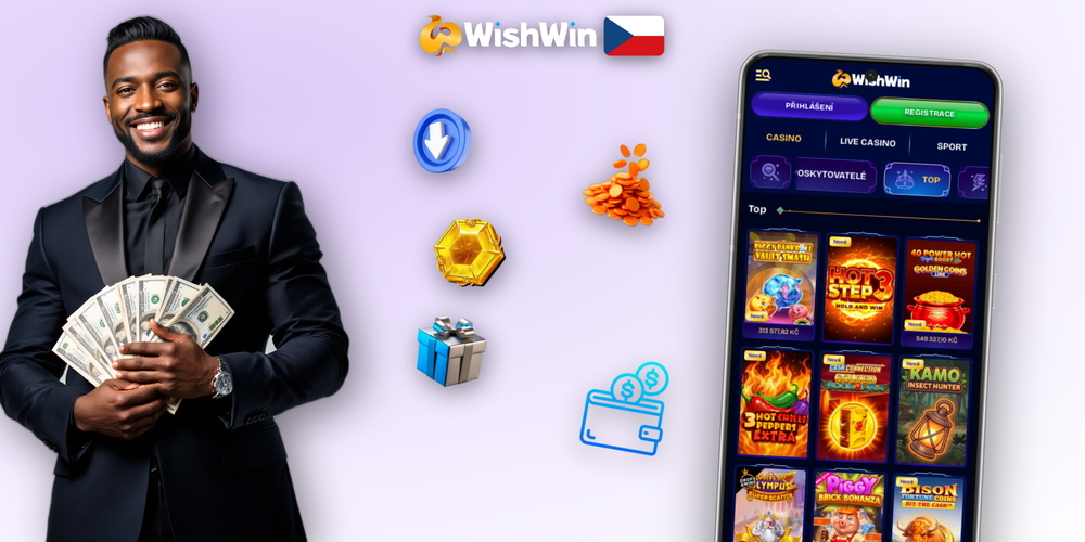 Wishwin Kasino aplikace na Androidu a iOS vedle sebe