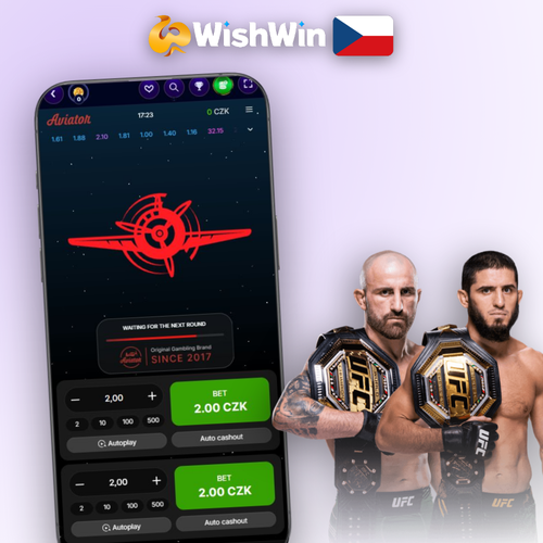 Aviator demo ve Wishwin Kasino – červené letadlo stoupá po křivce multiplikátoru