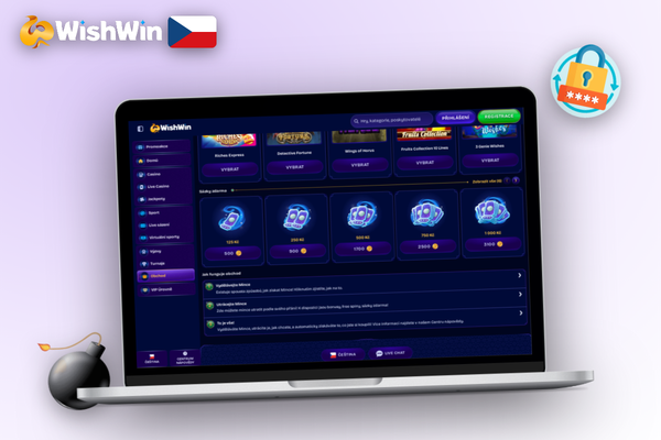 Registrační formulář Wishwin Kasina v češtině s promo kódem STARCZ250 v poli