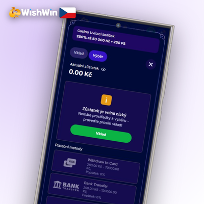 Sportovní sázky a cash-out v mobilní aplikaci Wishwin Kasino