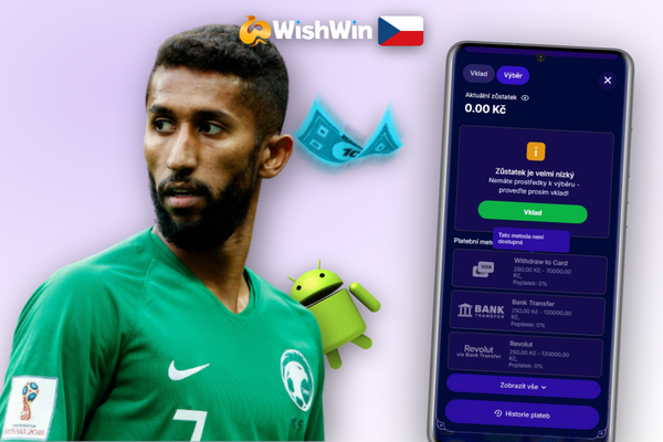 Mobilní sázkový kancelář Wishwin Kasino s fotbalovými kurzy a možností okamžitého výběru v přehledném rozhraní