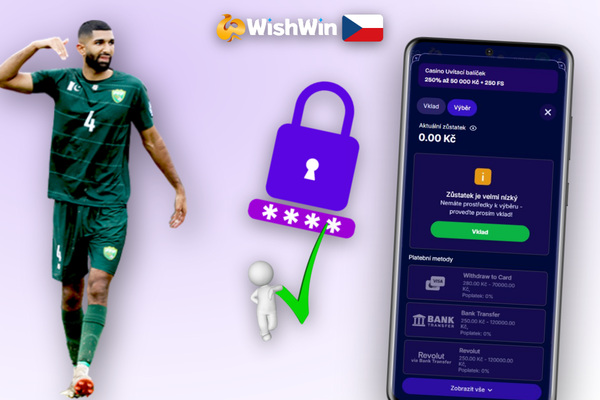Smartphone s potvrzením odeslané žádosti o výběr výher z Wishwin Kasina v CZK